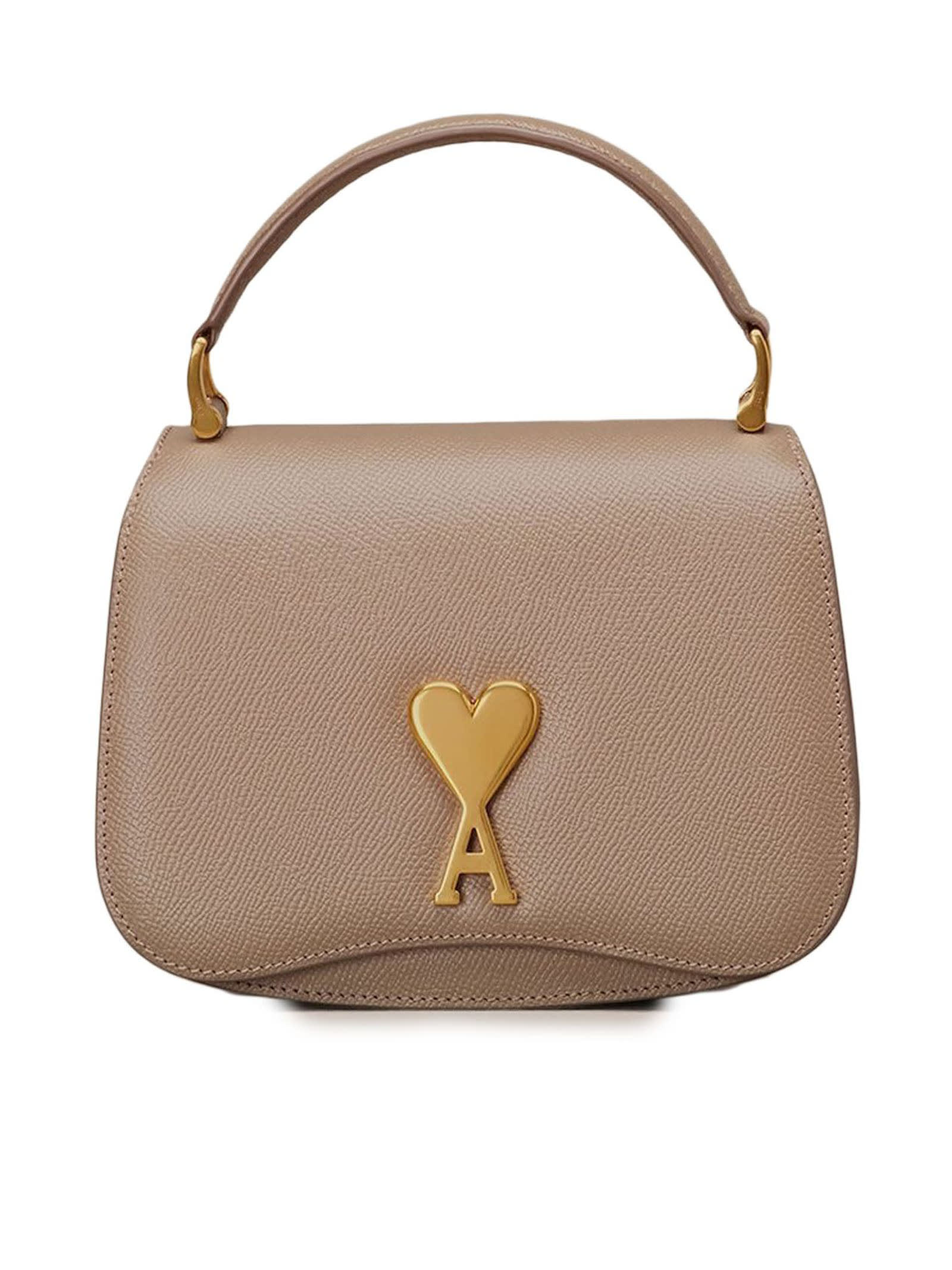 Ami Alexandre Mattiussi Mini Paris Paris Bag In Grained Leather In Brown