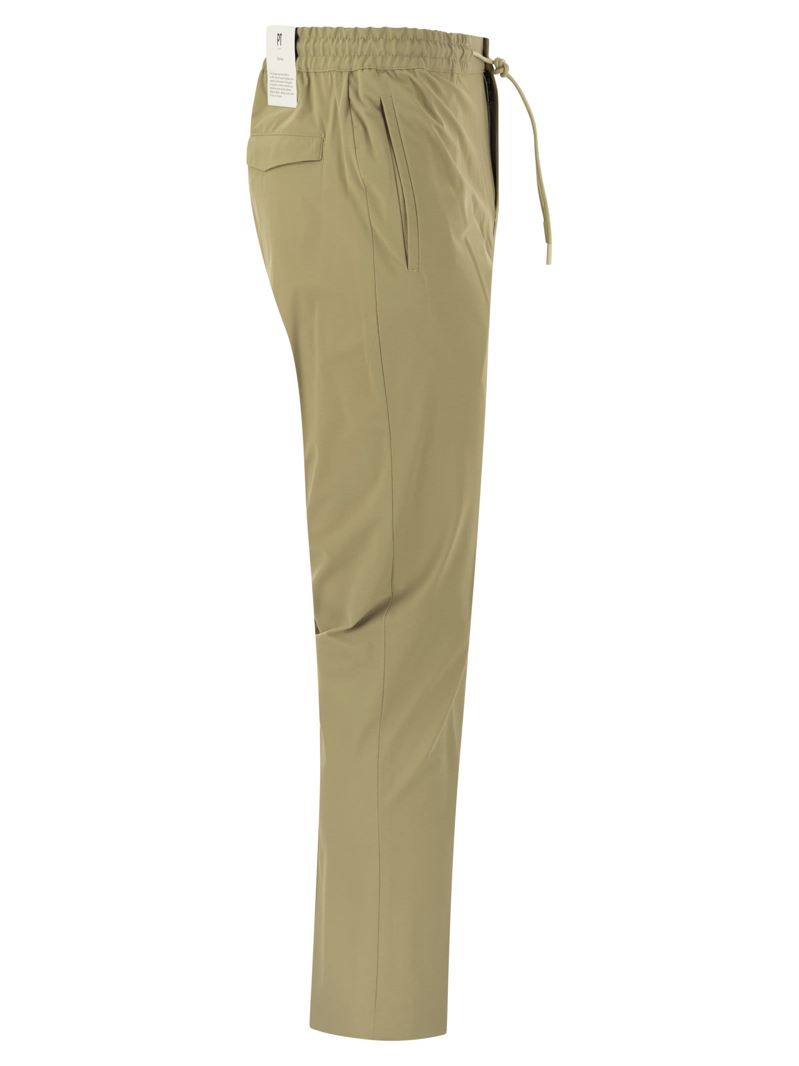 Shop Pt01 Omega Trousers In Technical Fabric In Corda