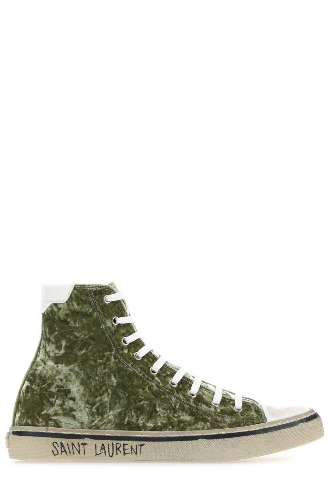 Shop Saint Laurent Malibu Mid-top Sneakers In Green