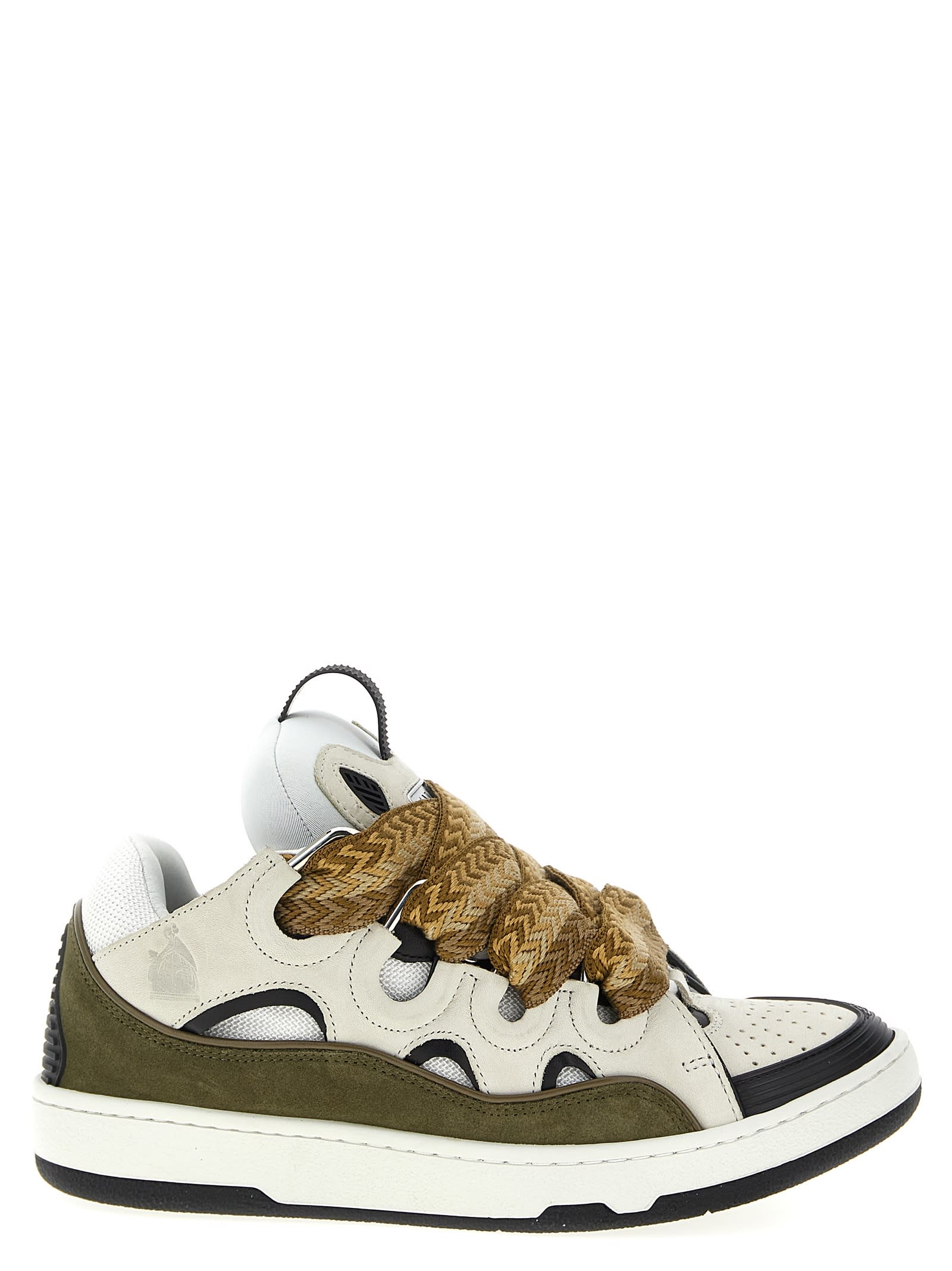 Lanvin Curb Sneakers In Grey Suede And Leather In Multi