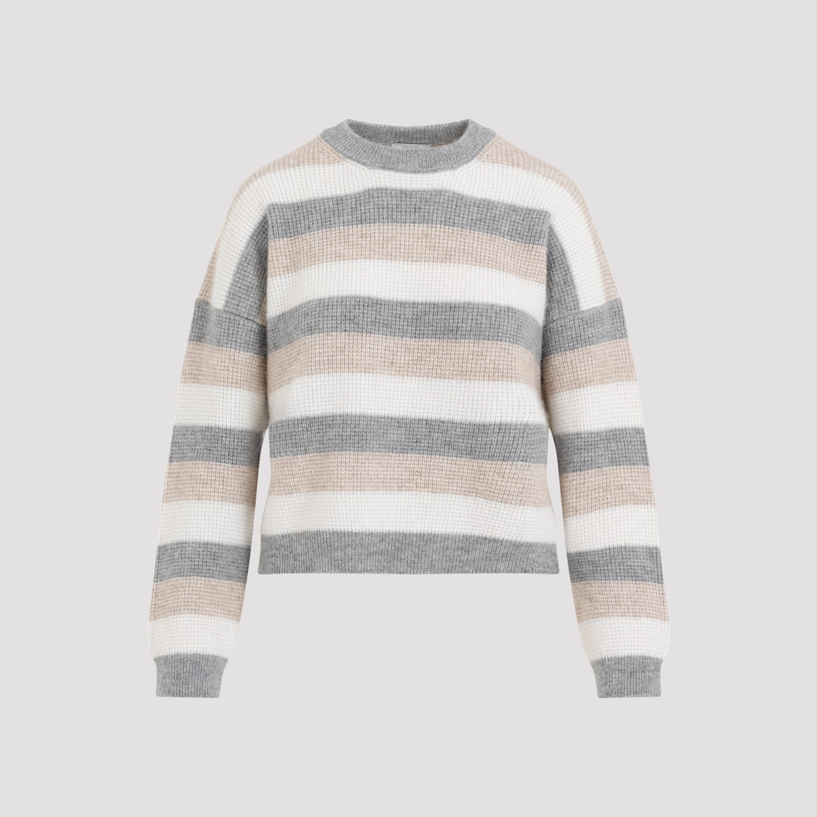 Shop Peserico Striped Sweater In Granito