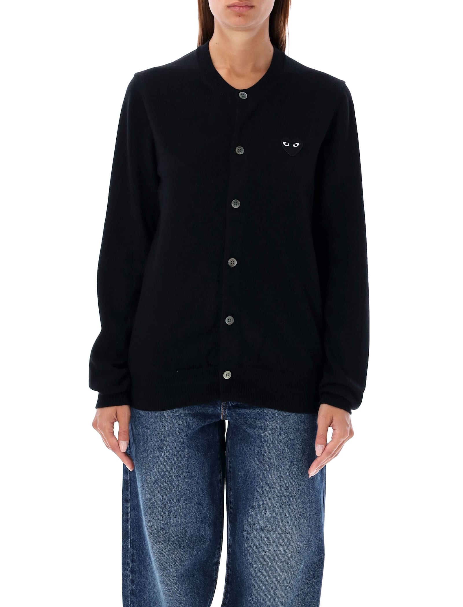 Shop Comme Des Garçons Play Cardigan Black Heart Patch