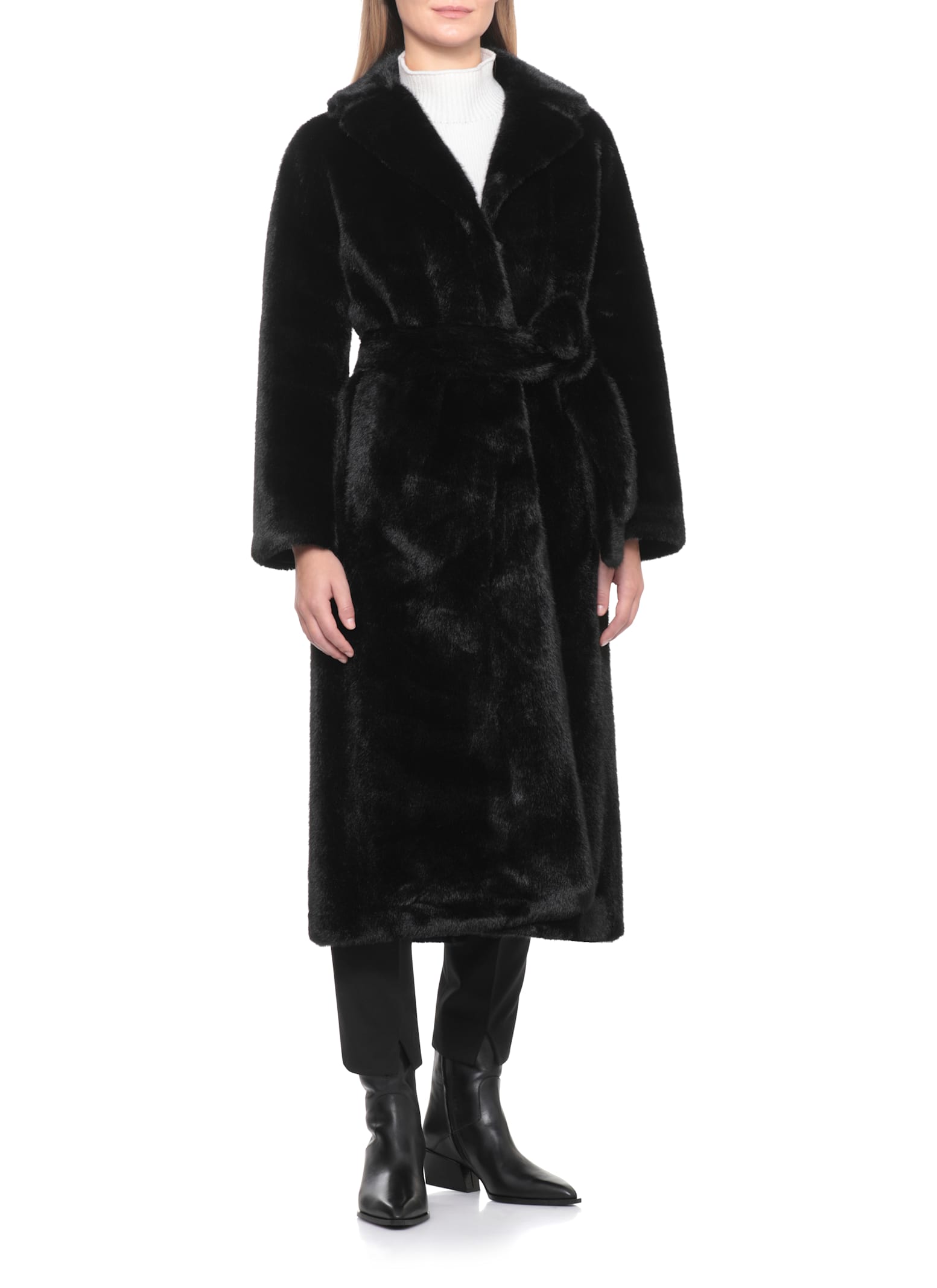 Valentini 1972 Synthetic Fur Coat In Black