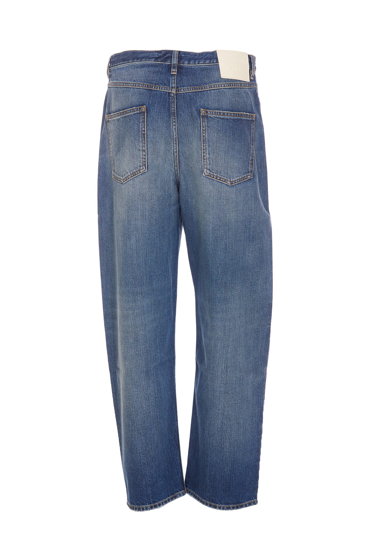 Shop Valentino Denim Pants In Blue