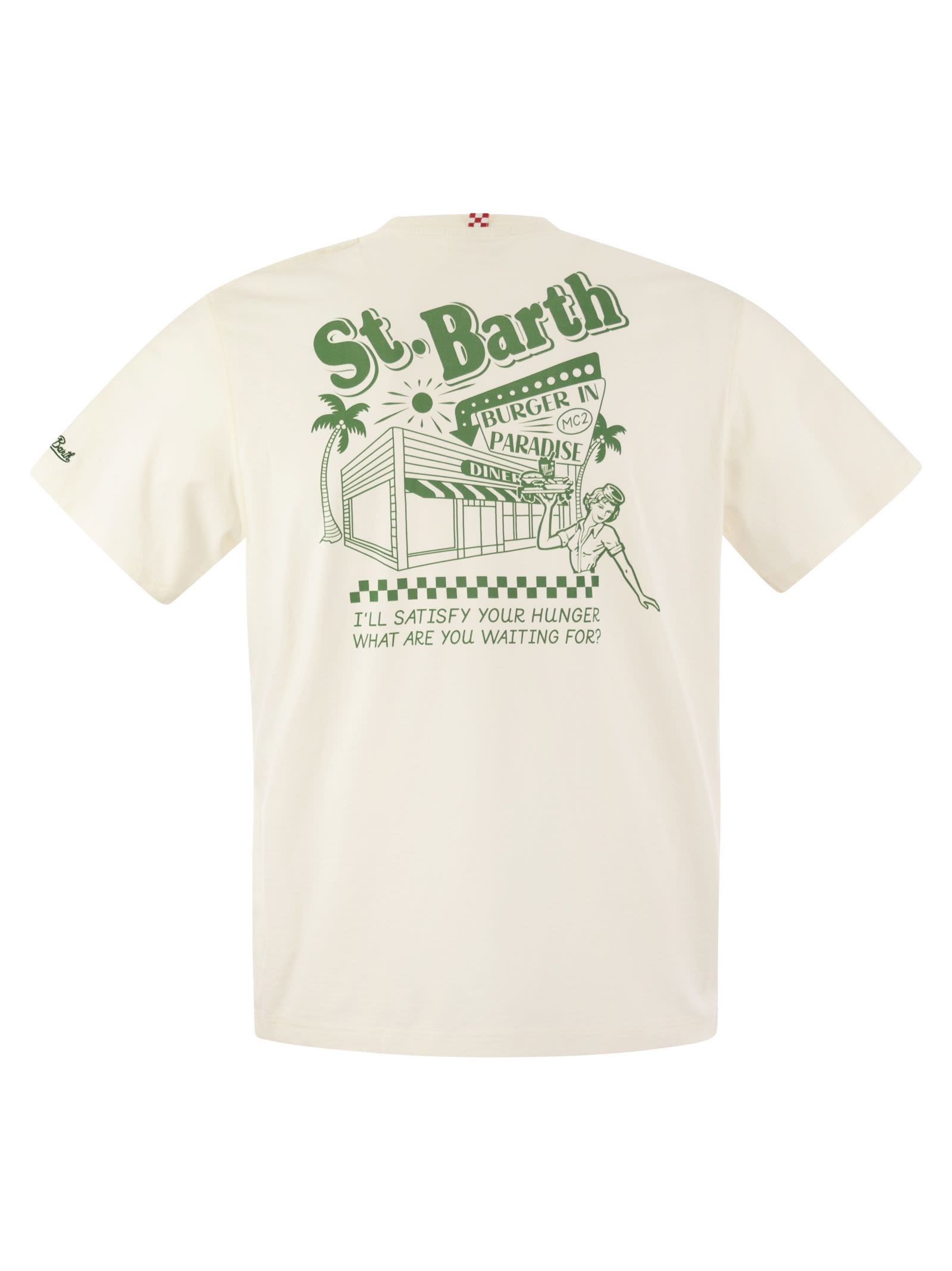Shop Mc2 Saint Barth T-shirt With Print On Chest And Back In White