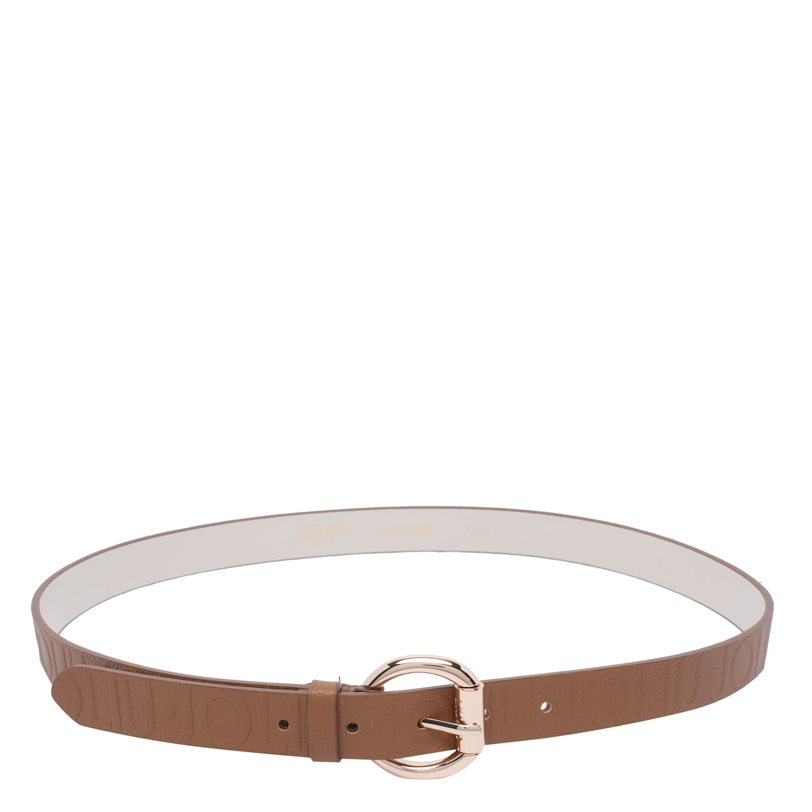 Liu •jo Round Buckle Smooth Finish Metal Belt In Brown