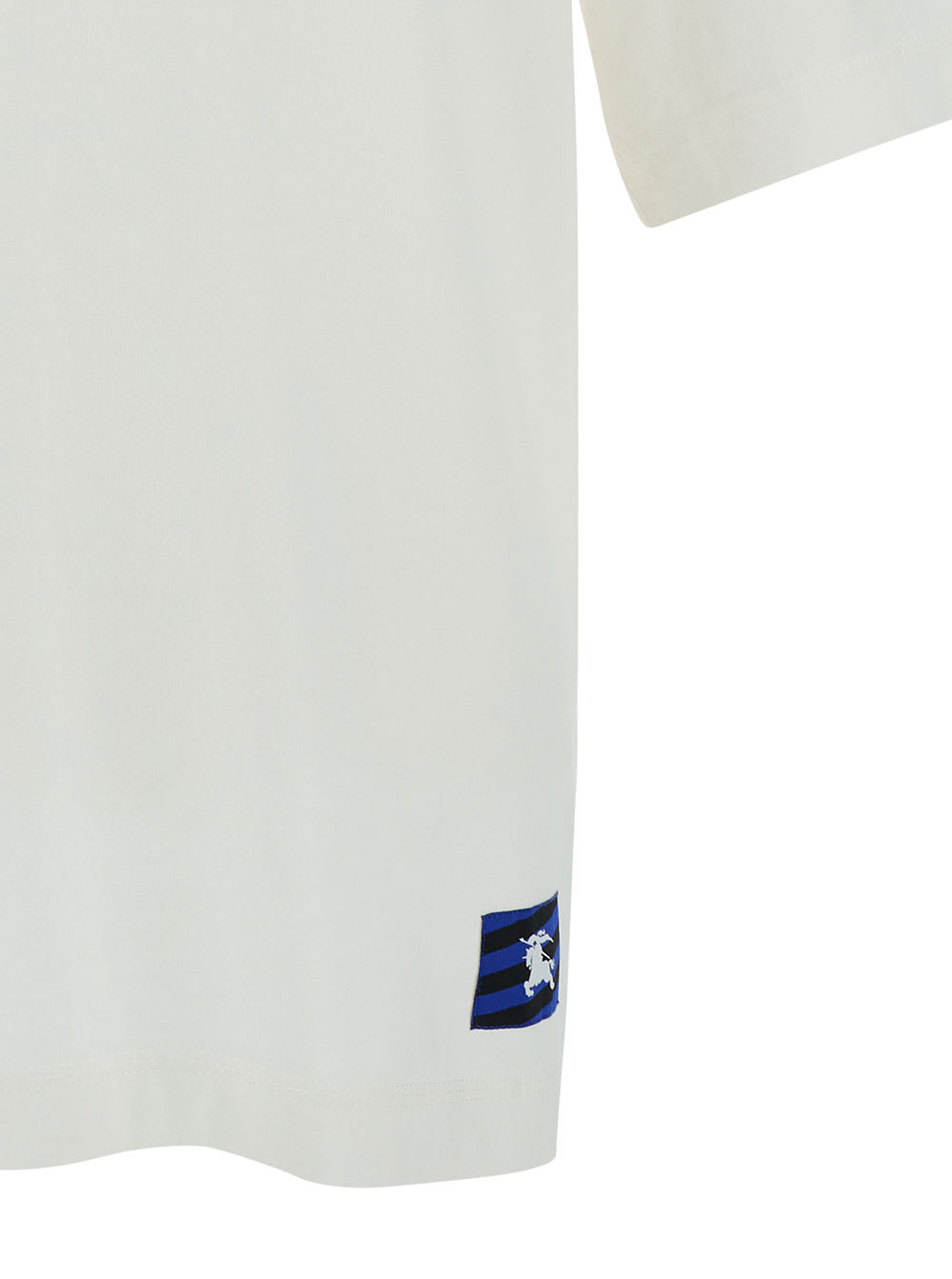 Shop Burberry White Crewneck T-shirt With Equestrain Knight Patch In Cotton Man