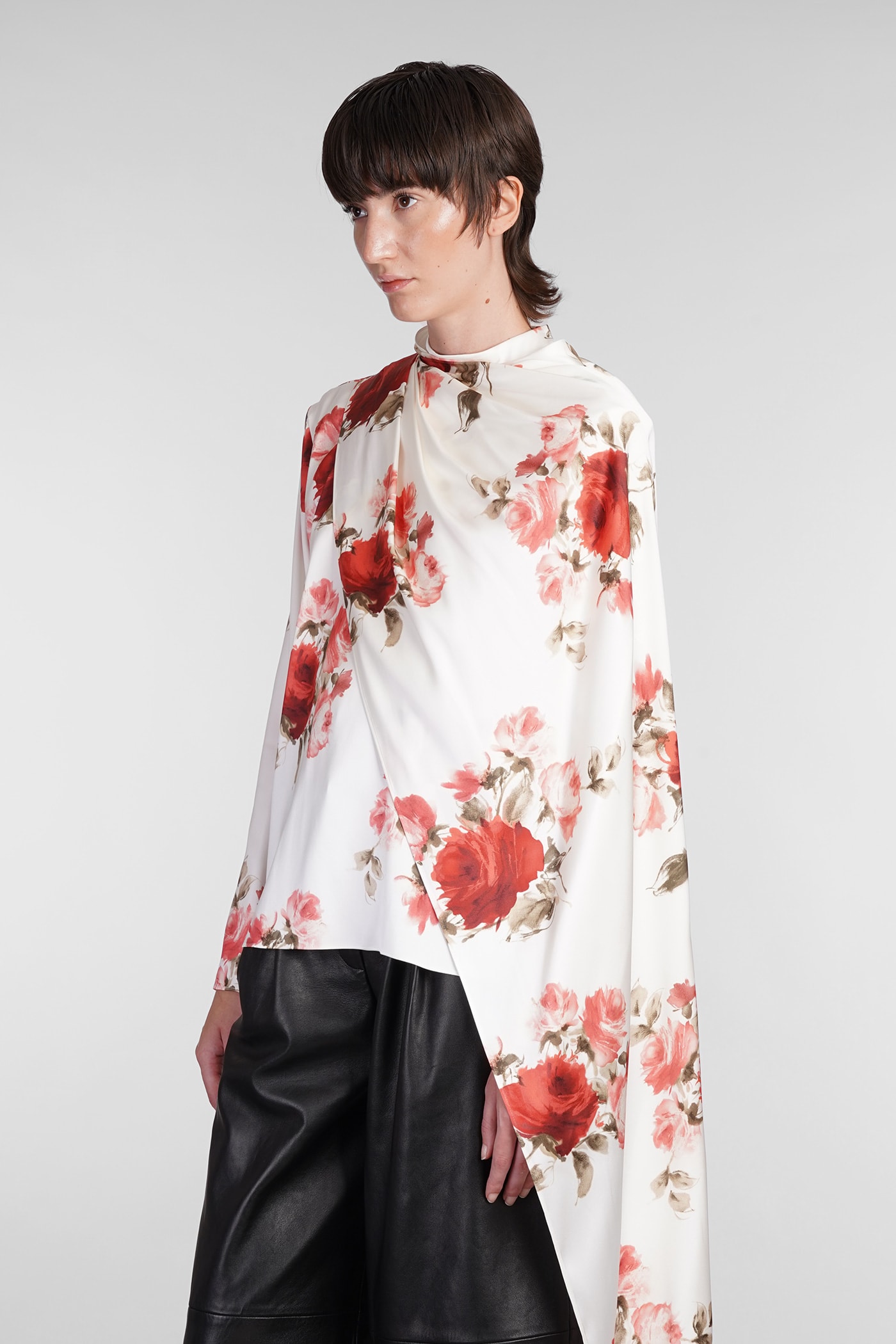 Shop Magda Butrym Blouse In Beige Silk