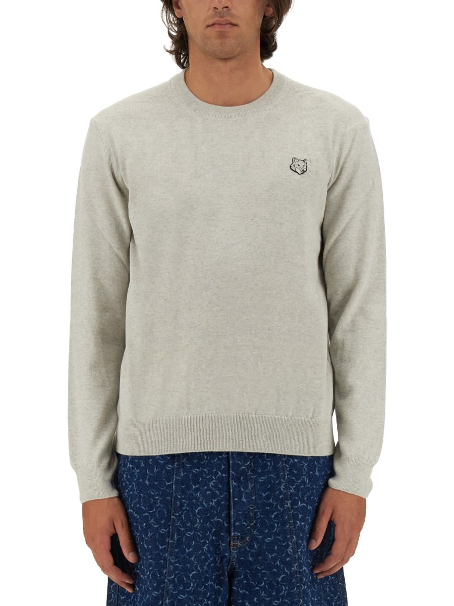 Shop Maison Kitsuné Fox Patch Jersey In Grey