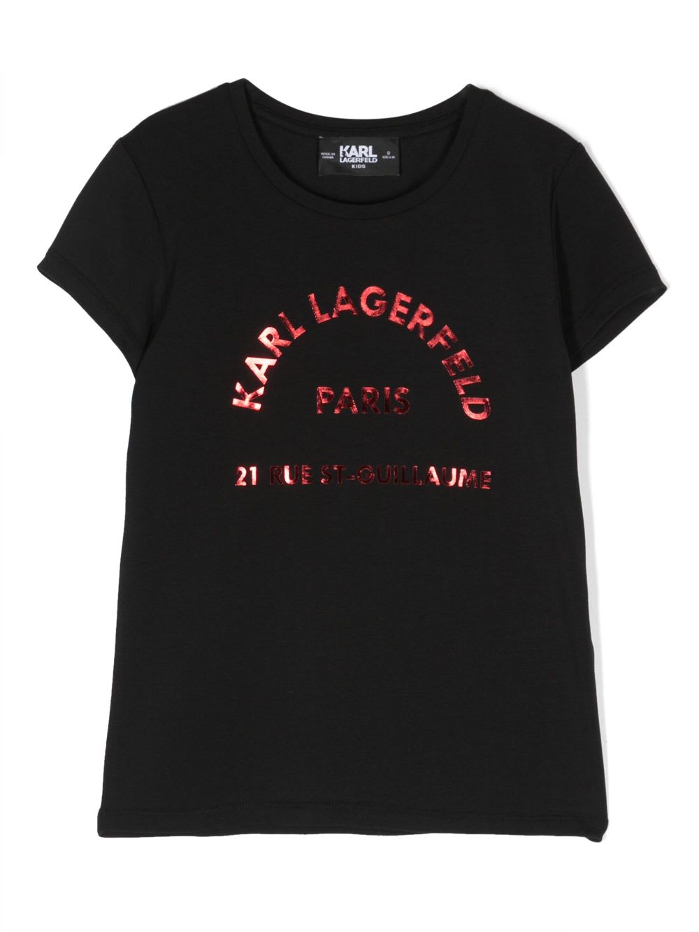 Shop Karl Lagerfeld T-shirt Nera In Cotone E Modale Bambina In Nero