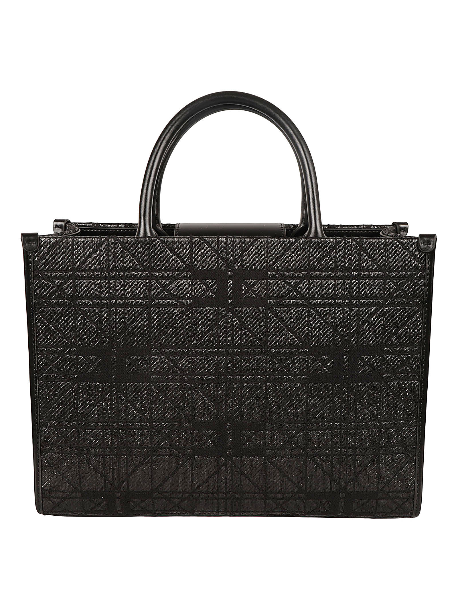 Shop Elisabetta Franchi Top Handle Patterned Shopper Bag In Black
