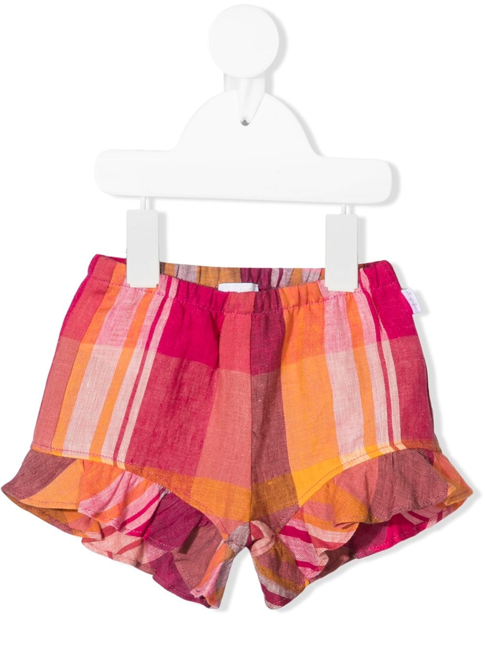 Il Gufo Pure Linen Checked Shorts With Ruffles