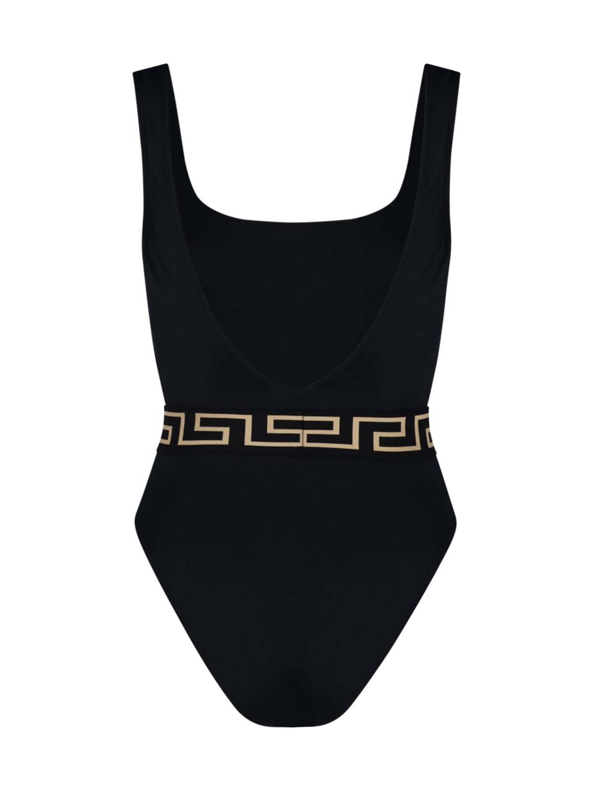 Shop Versace Greek One-piece Swimsuit In Black