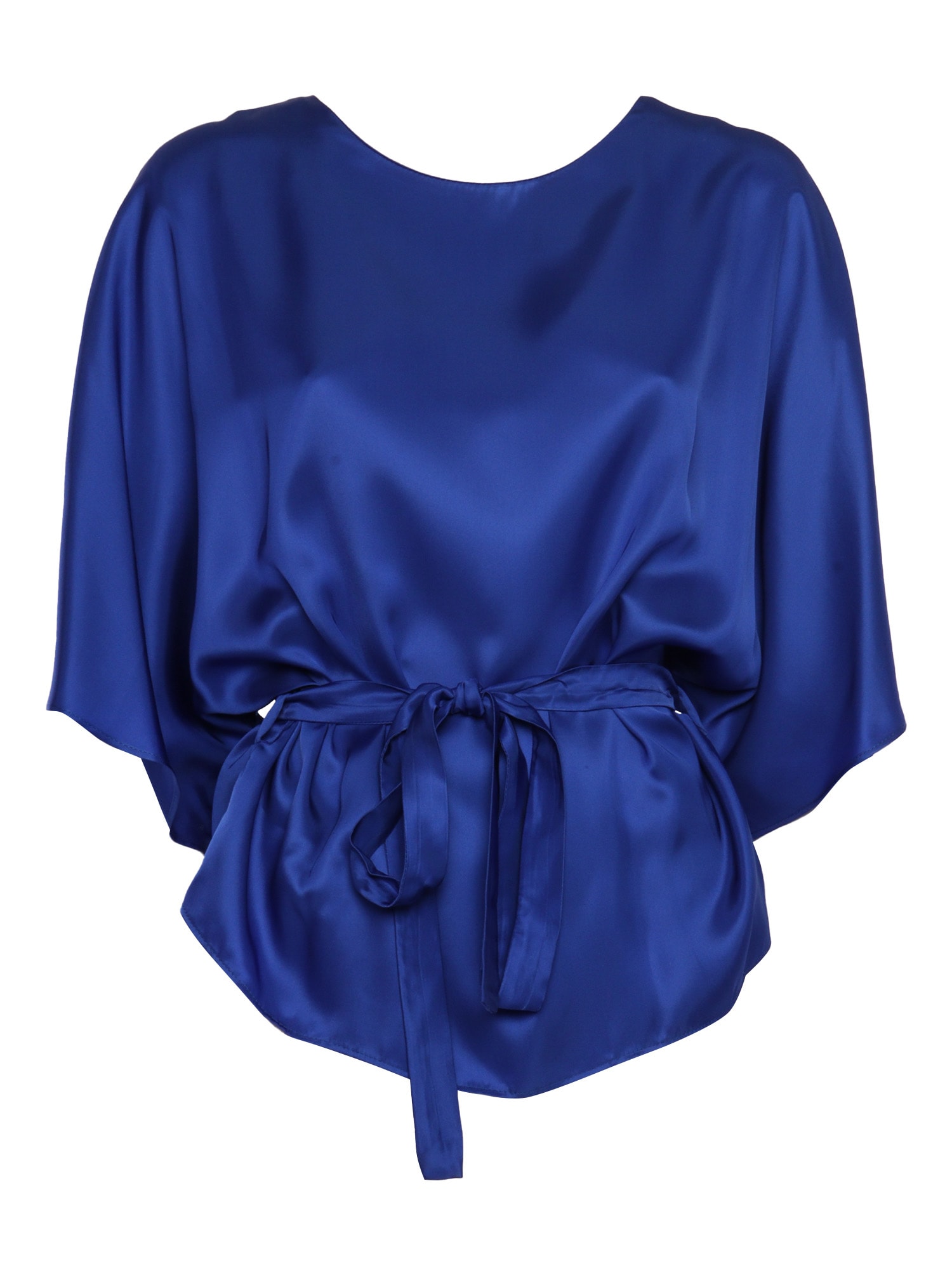 Shop P.a.r.o.s.h Belted Blouse In Blue