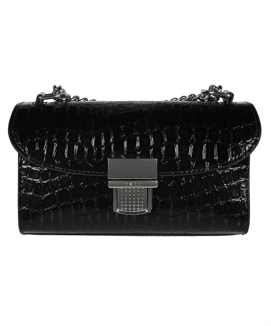 Msgm Crocodile-effect Chain Cross Body Bag In Black