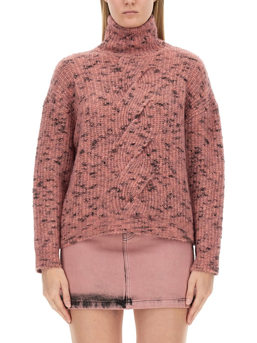 Pink Wool Blend Turtleneck Sweater