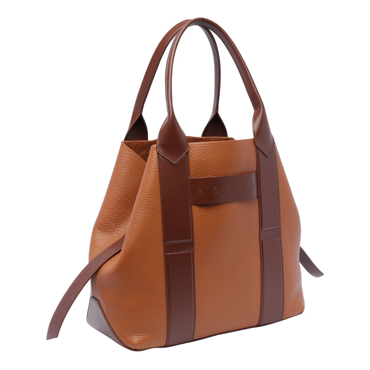 Hogan Structured Medium Shoulder Bag With Contrast Panels In Brown