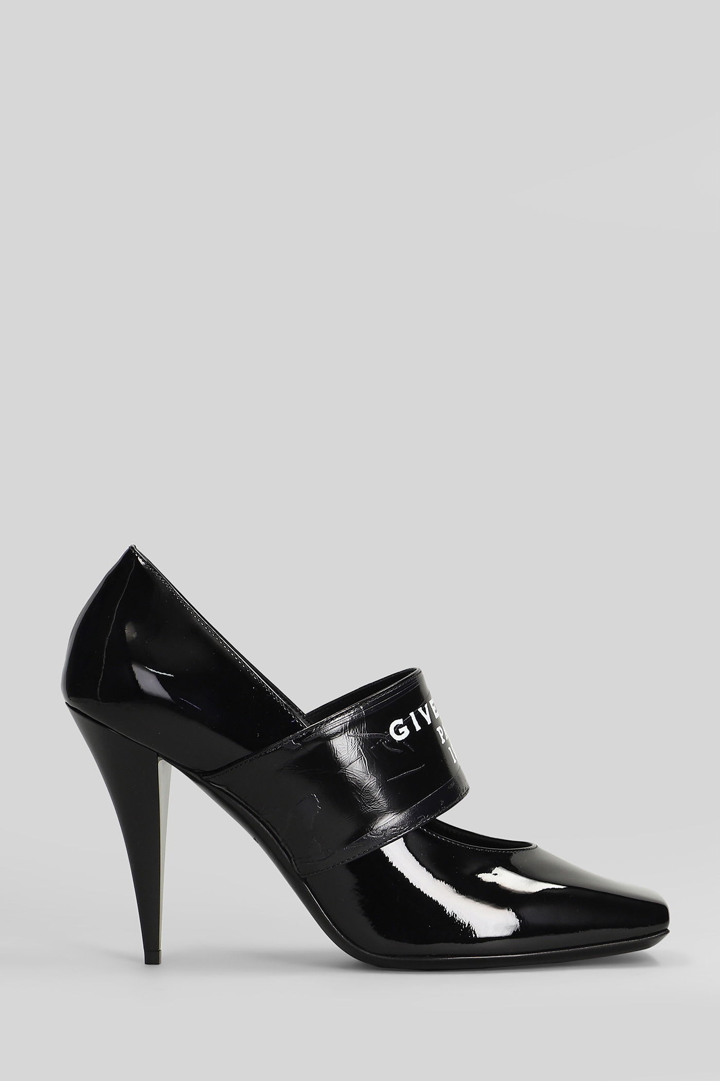 Givenchy Tape Sliced Square Pumps In Patent Leather In Black