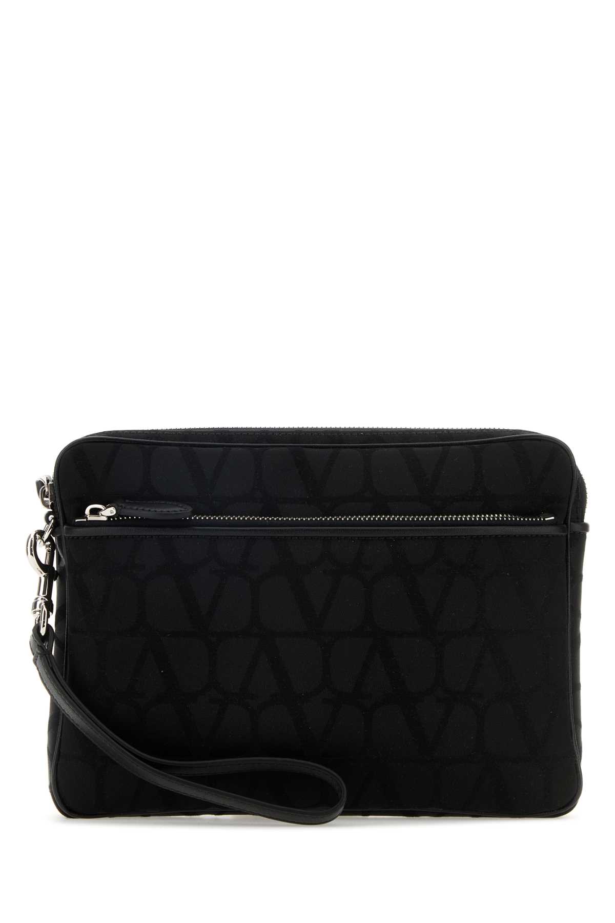 Shop Valentino Black Toile Iconographe Clutch In Nero