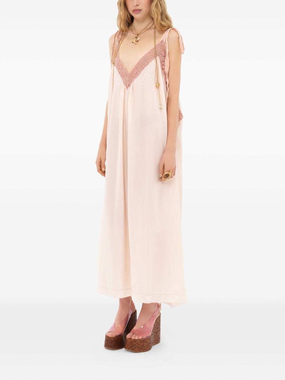Chloé Silk Lace Floor-length Sleeveless Dress In Multi