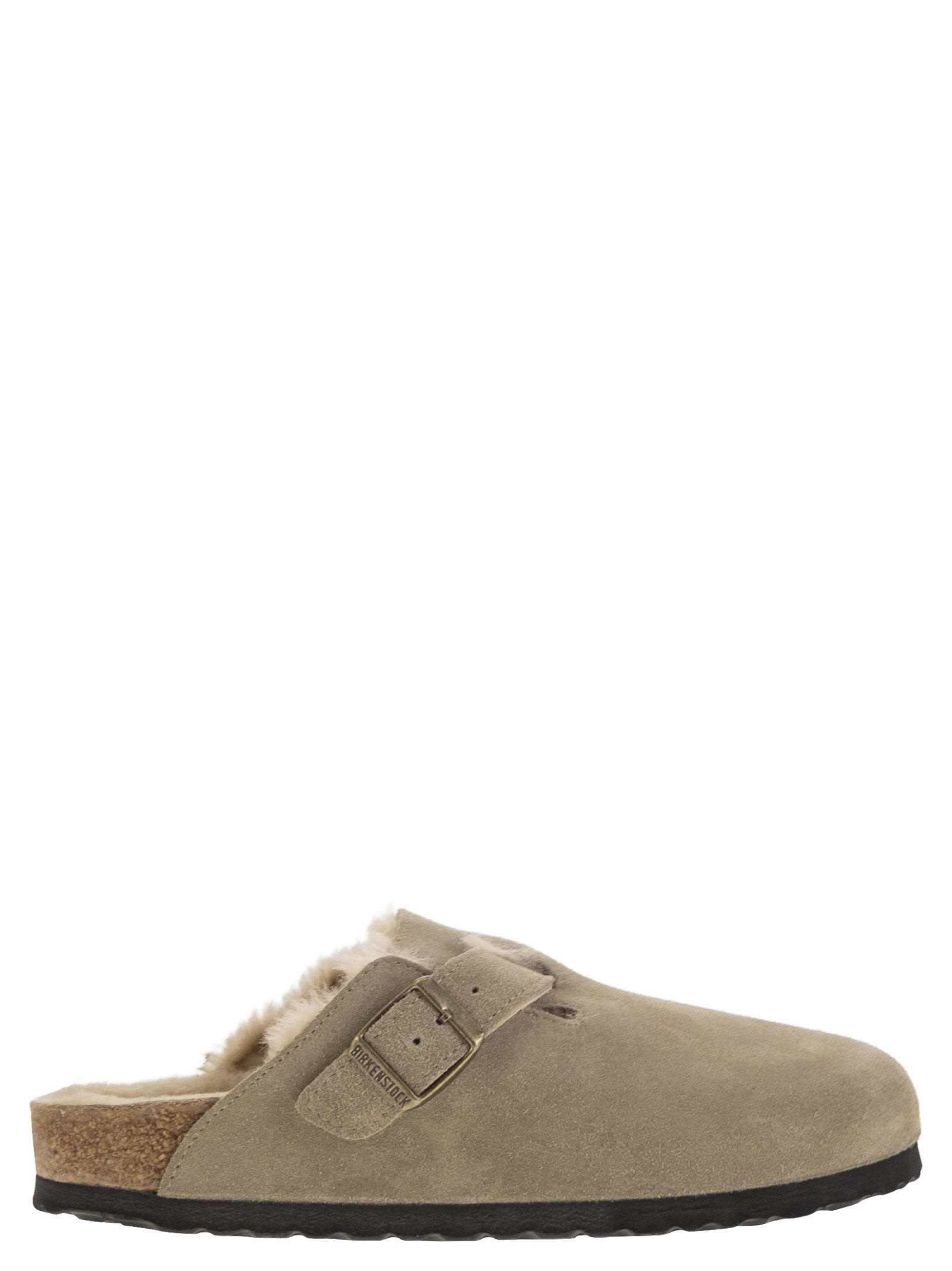 Birkenstock Boston - Sabot With Fur Lining In Gray