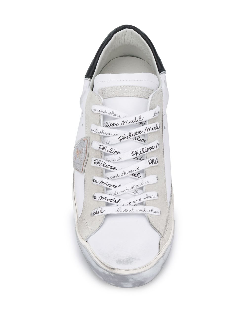 Shop Philippe Model Prsx Low Man Sneakers In White Silver