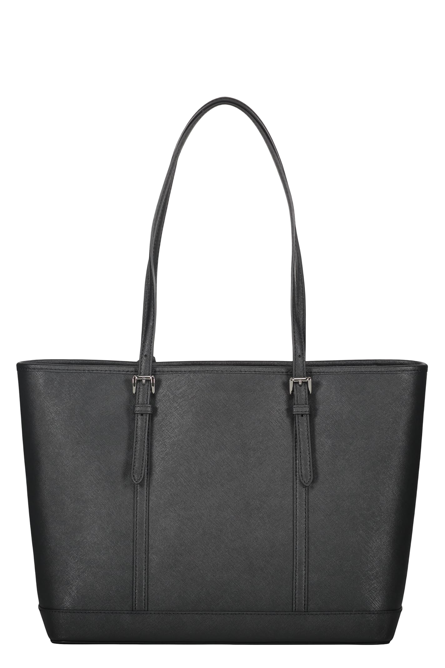 Michael Kors Jet Set Leather Tote Bag In Black