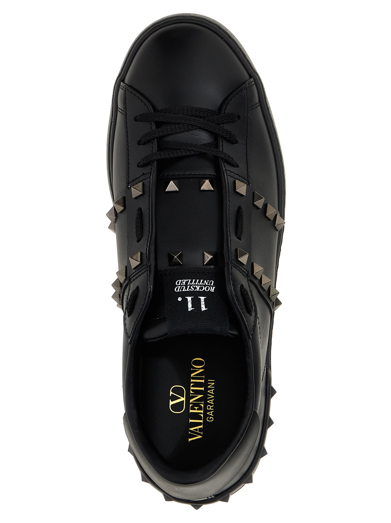 Valentino Open Rockstud Untitled Sneakers In Black