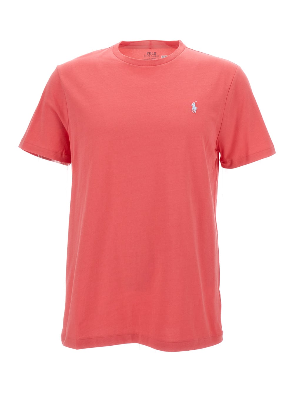 Shop Polo Ralph Lauren Pink Crewneck T-shirt With Pony Embroidery In Cotton Man