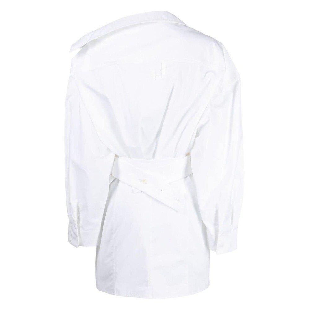 Shop Jacquemus Collared Long-sleeve Shirt In Bianco