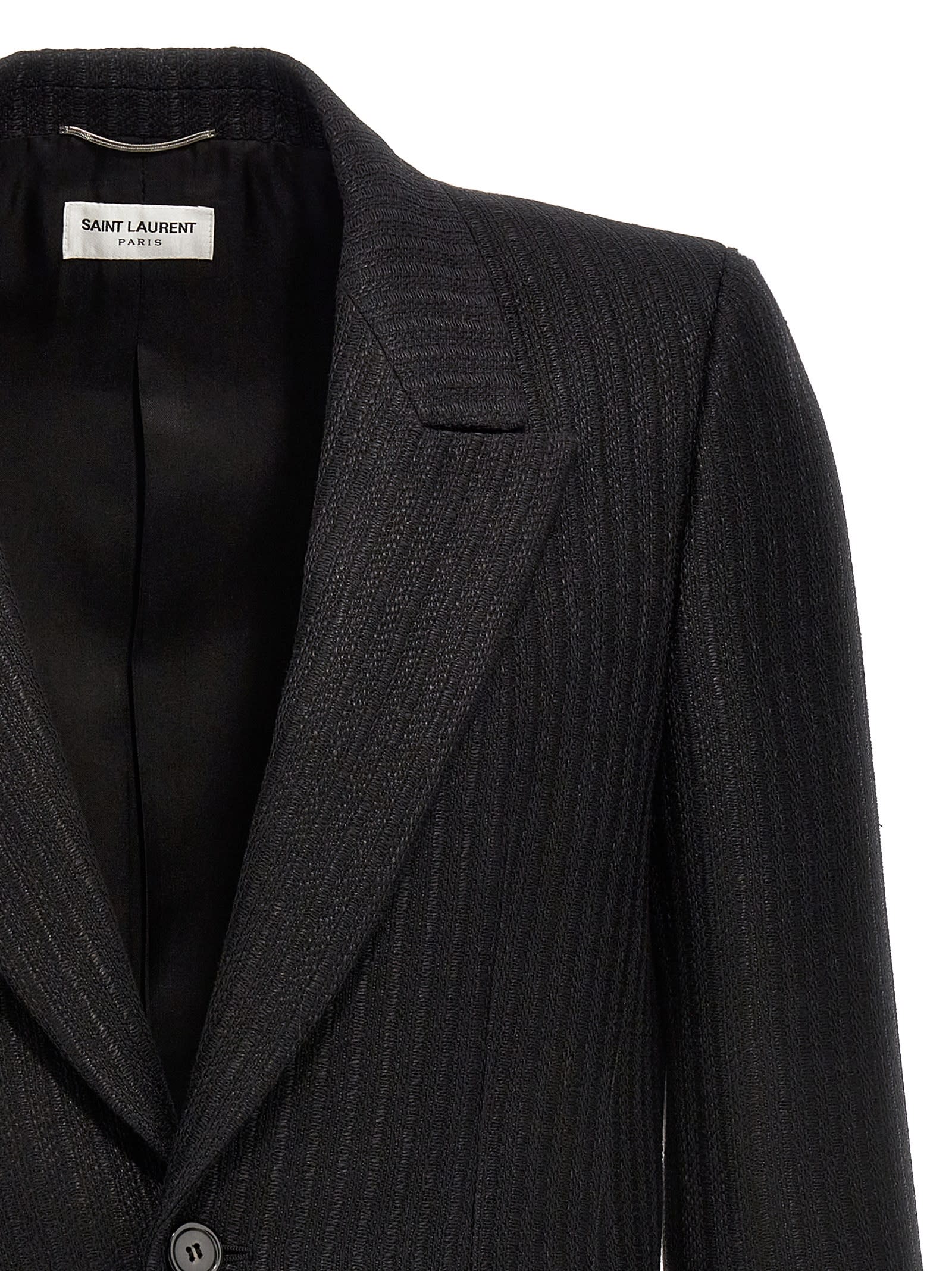 Saint Laurent Single-breasted One Button Jacket In Black