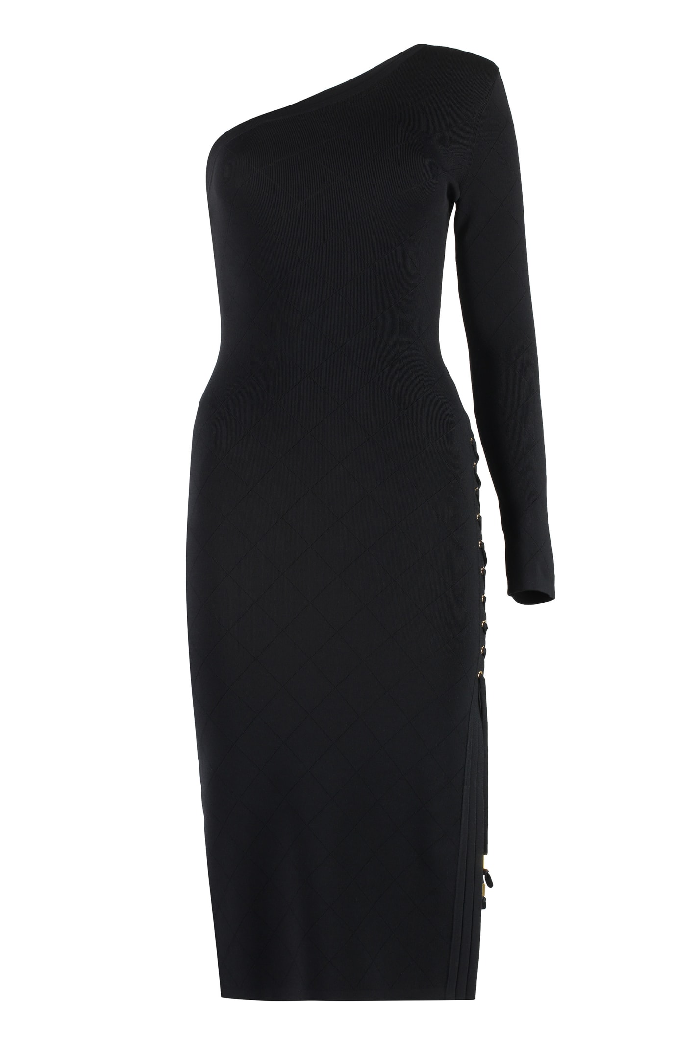 Shop Elisabetta Franchi One Shoulder Dress In Black