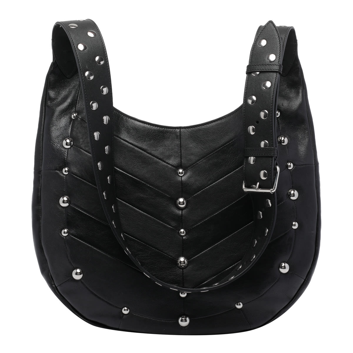 Valentino Garavani Small Hoboho Chevron Quilted Shoulder Bag With Studs In Black