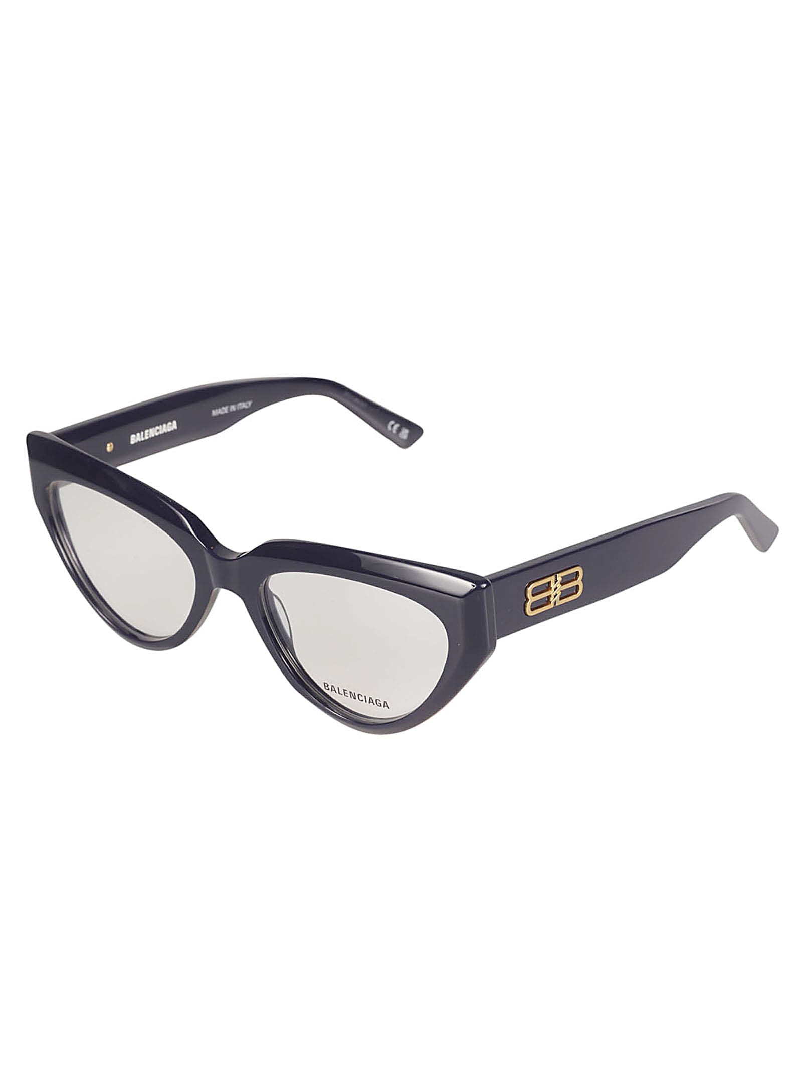 Shop Balenciaga Bb Plaque Cat Eye Frame Glasses In Blue/transparent