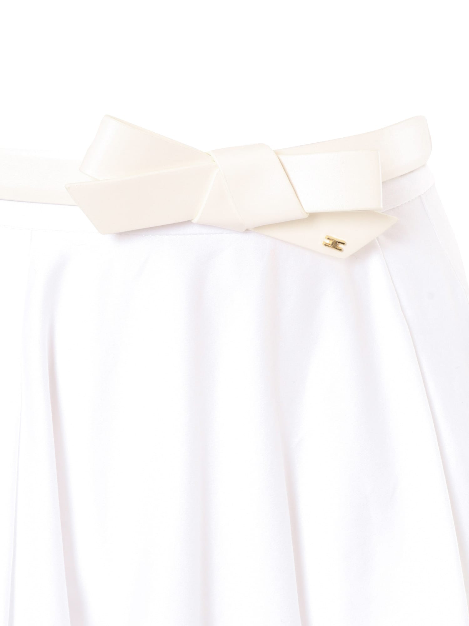 Elisabetta Franchi Flowing White Skirt With High Waist In White