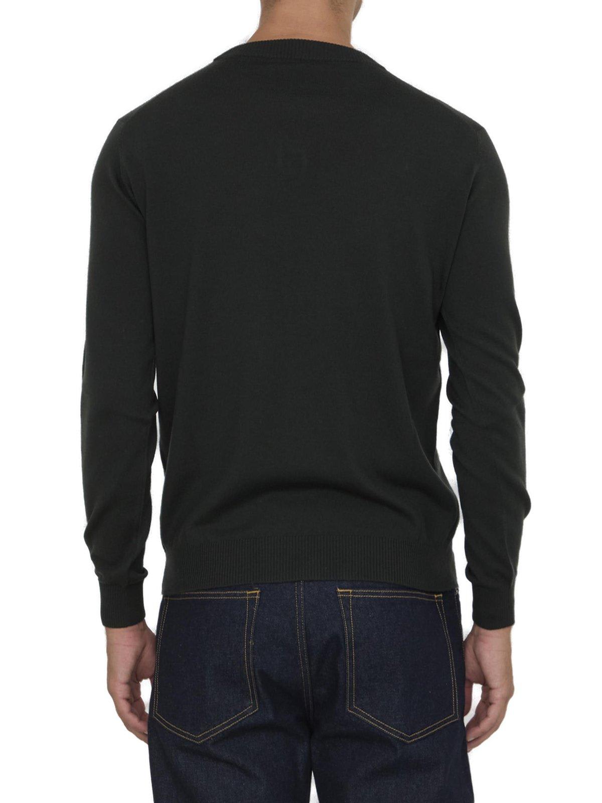 Shop Fendi Crewneck Knit Sweater In Green