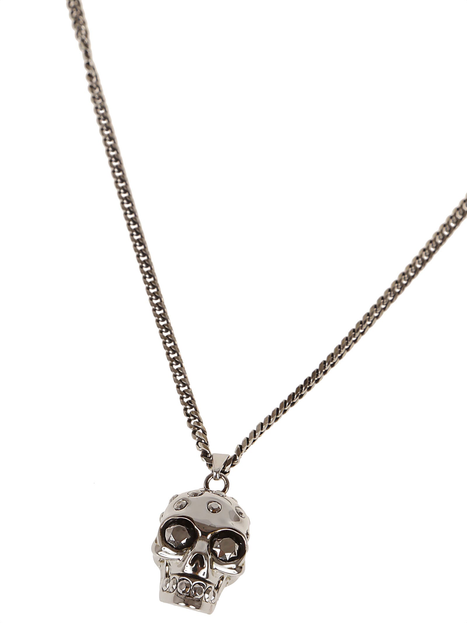 Shop Alexander Mcqueen The Jewelled Skull N In Sil Vb Antil