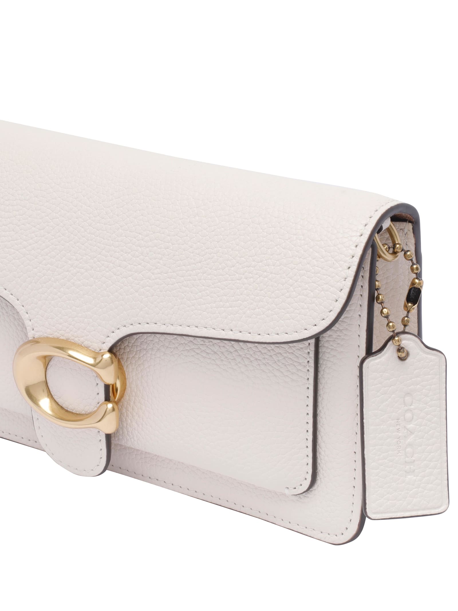 Coach Chain Leather Clutch With Adjustable Strap In White