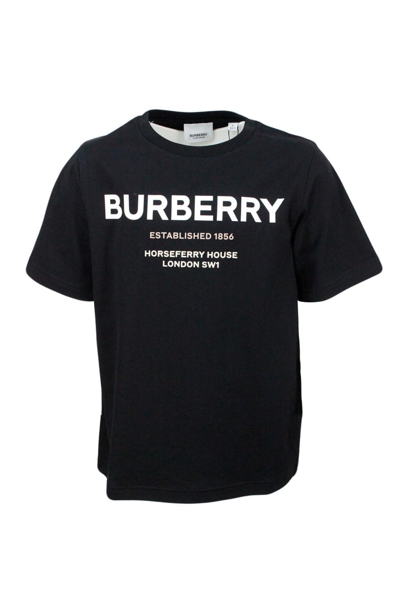 Burberry Short-sleeved Crew-neck T-shirt With Logo Lettering