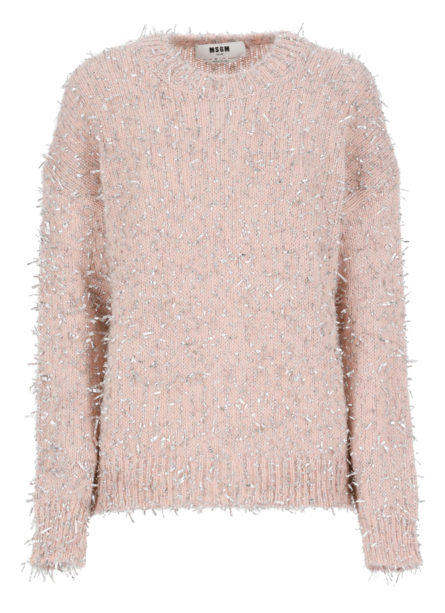 Shop Msgm Lurex Sweater In Pink