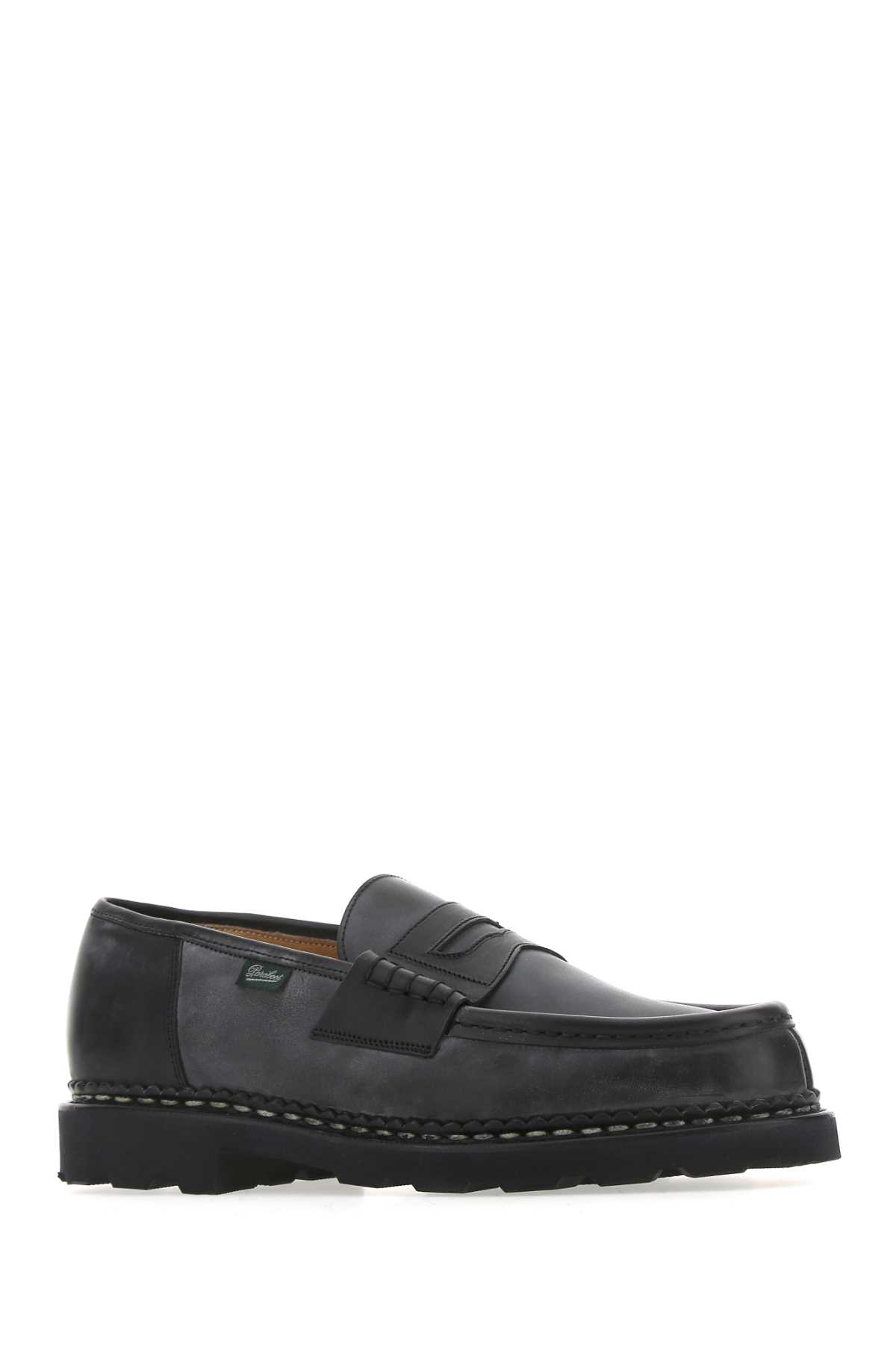 Shop Paraboot Black Leather Loafers In Noir