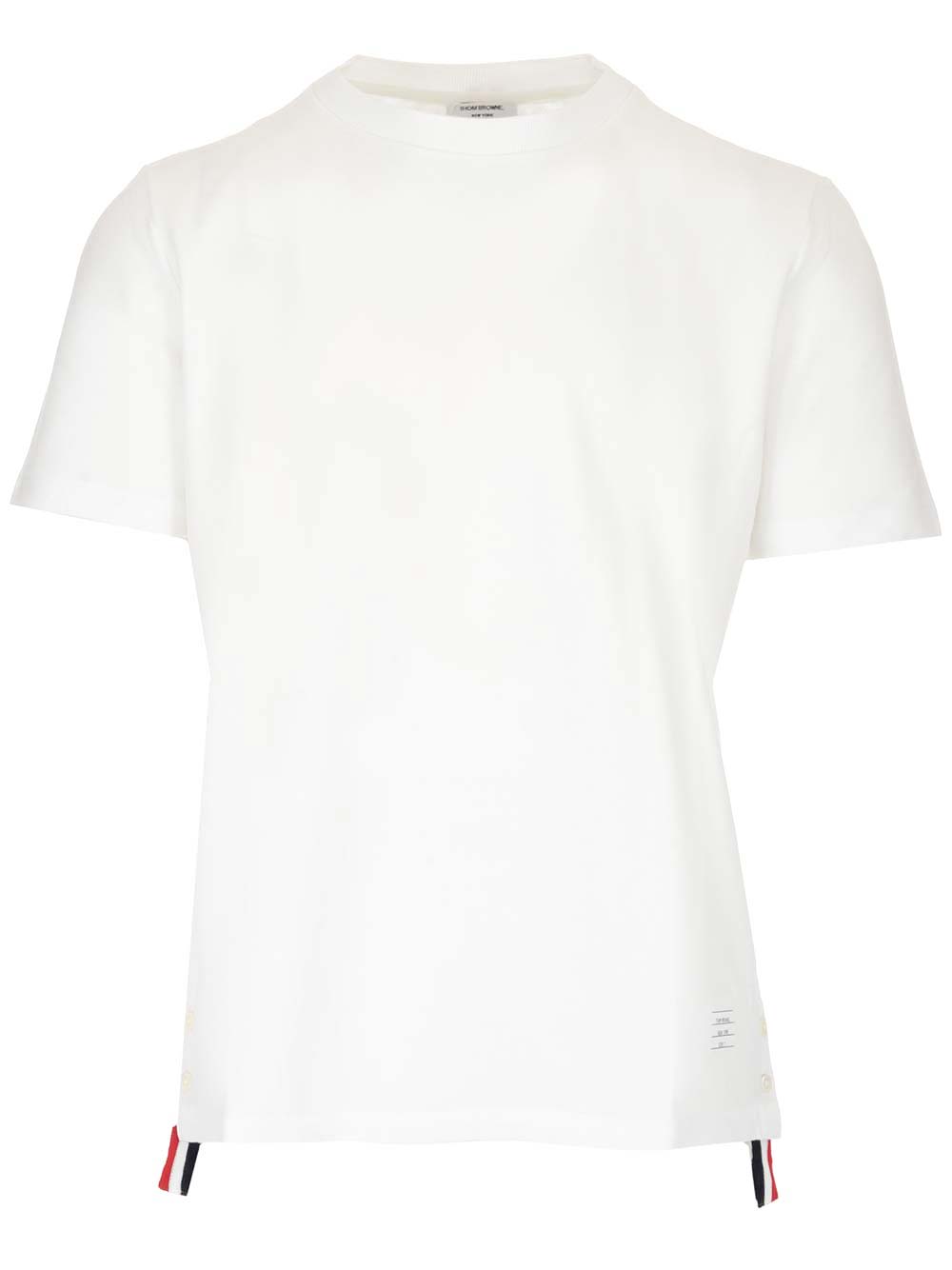 Thom Browne Crewneck Piquè T- Shirt In White