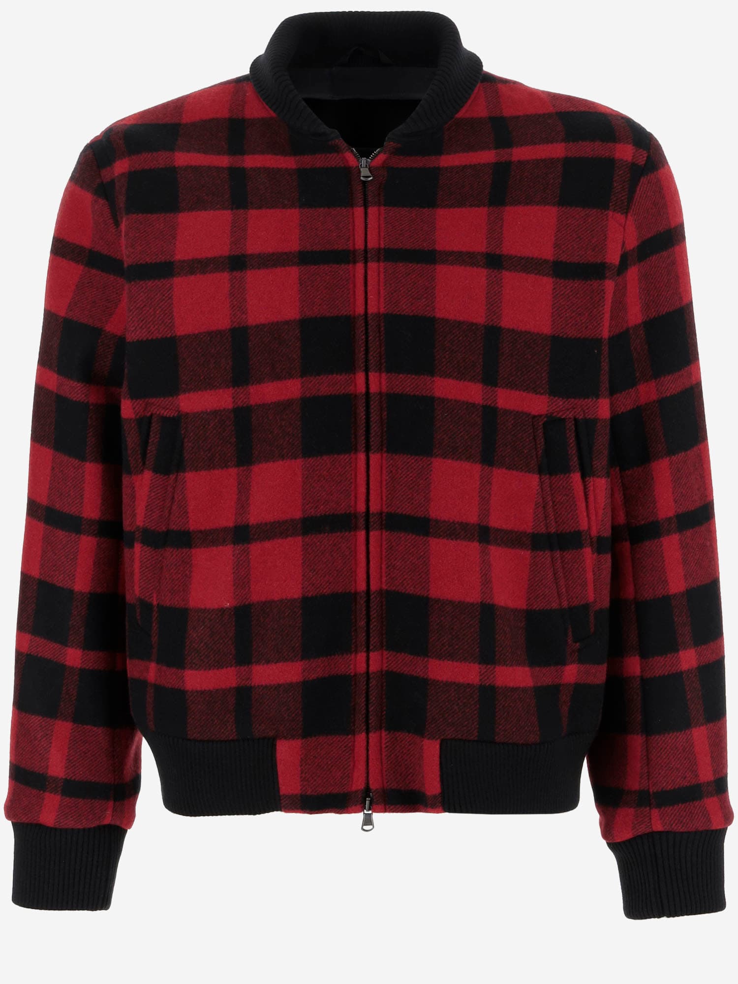 Shop Woolrich Wool Blend Bomber Jacket With Check Pattern By Todd Snyder In Red