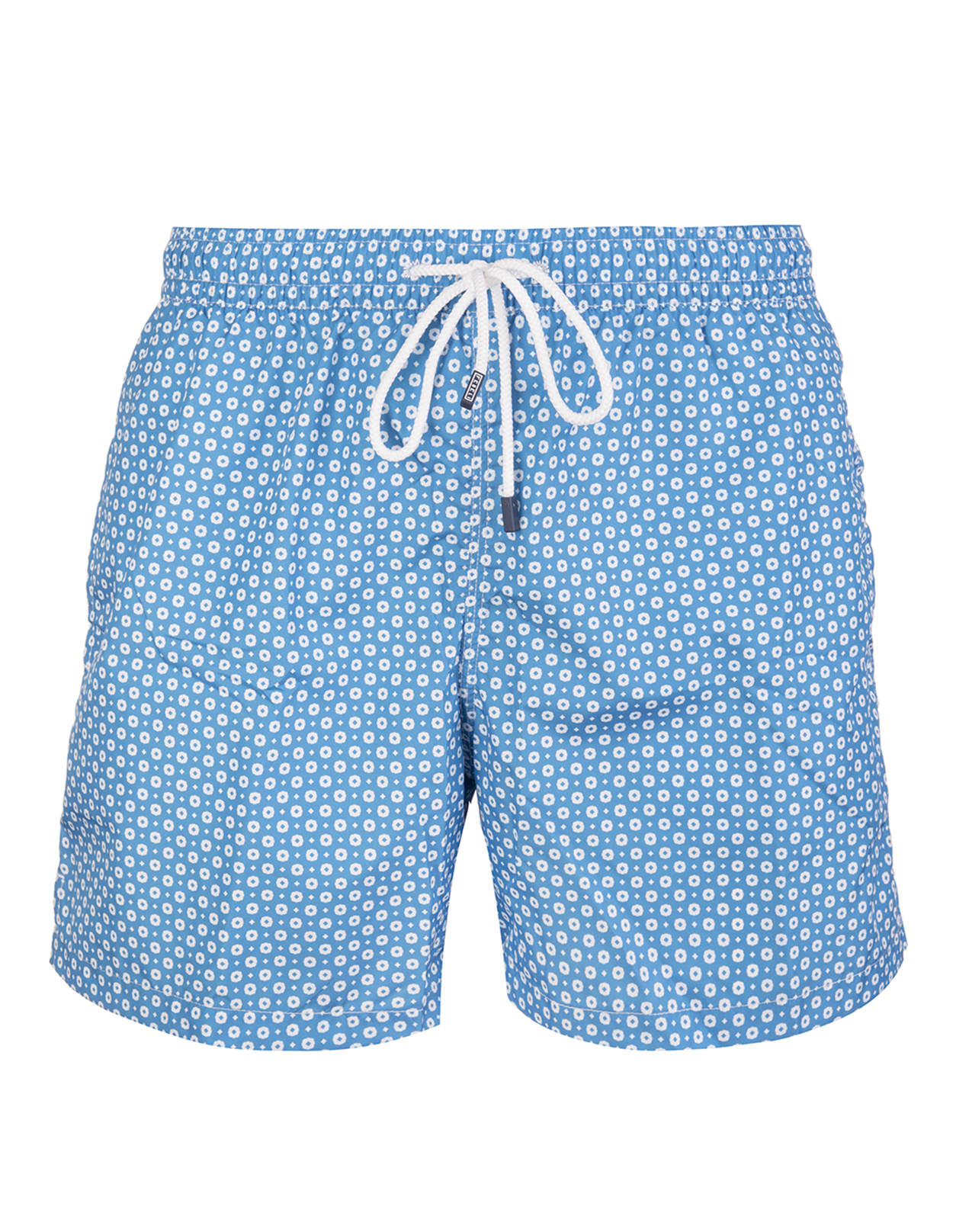 Fedeli Azure Swimming Trunks With Floral Micro Pattern