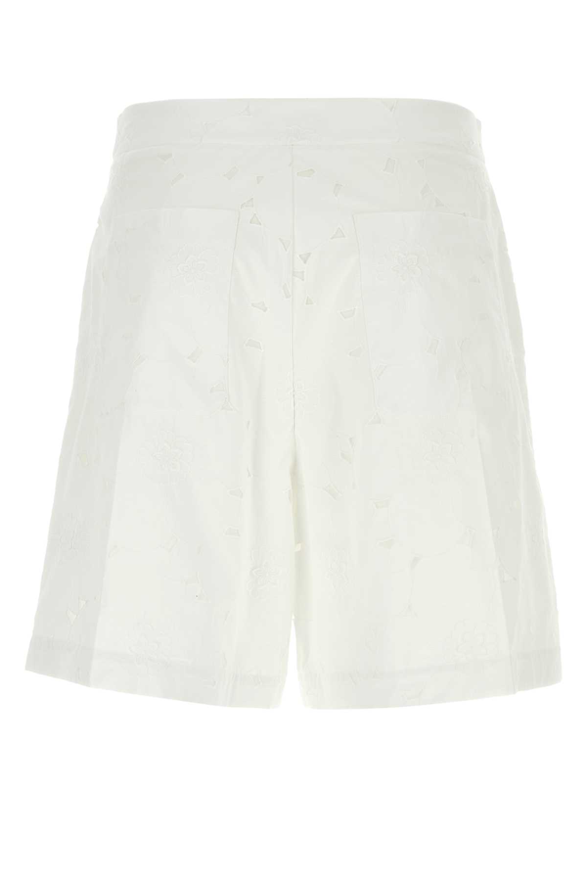 Shop Valentino White Cotton Blend Bermuda Shorts In Bianco