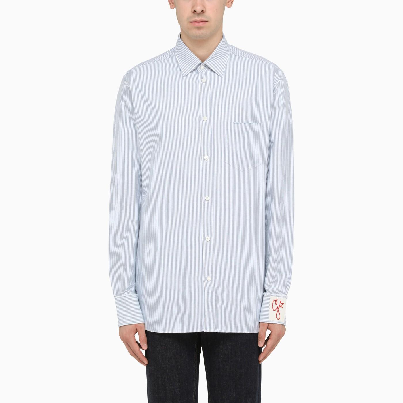 GOLDEN GOOSE WHITE AND BLUE STRIPED SHIRT