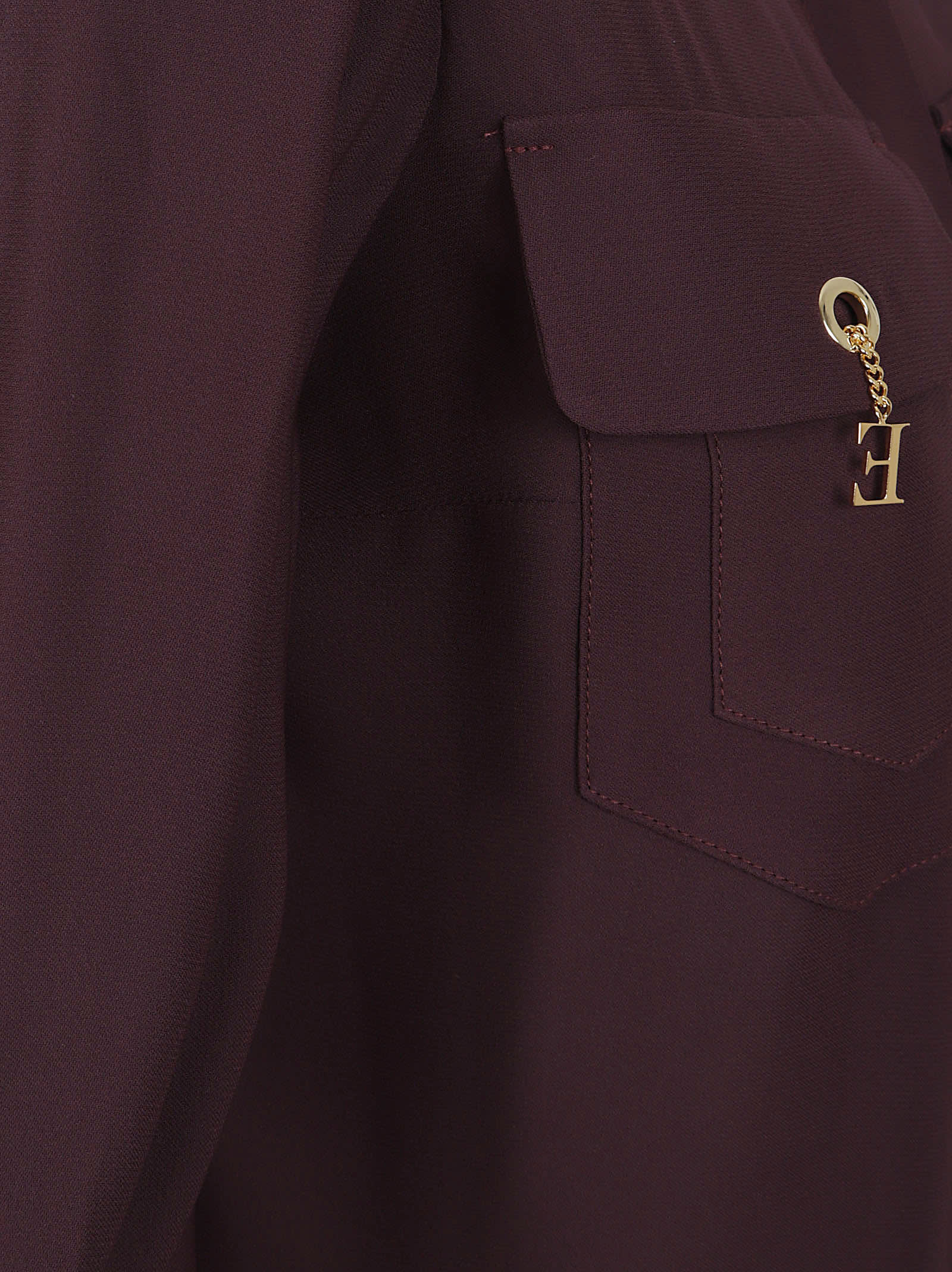Elisabetta Franchi Shirt With Chest Pockets And Collared Neck In Brown