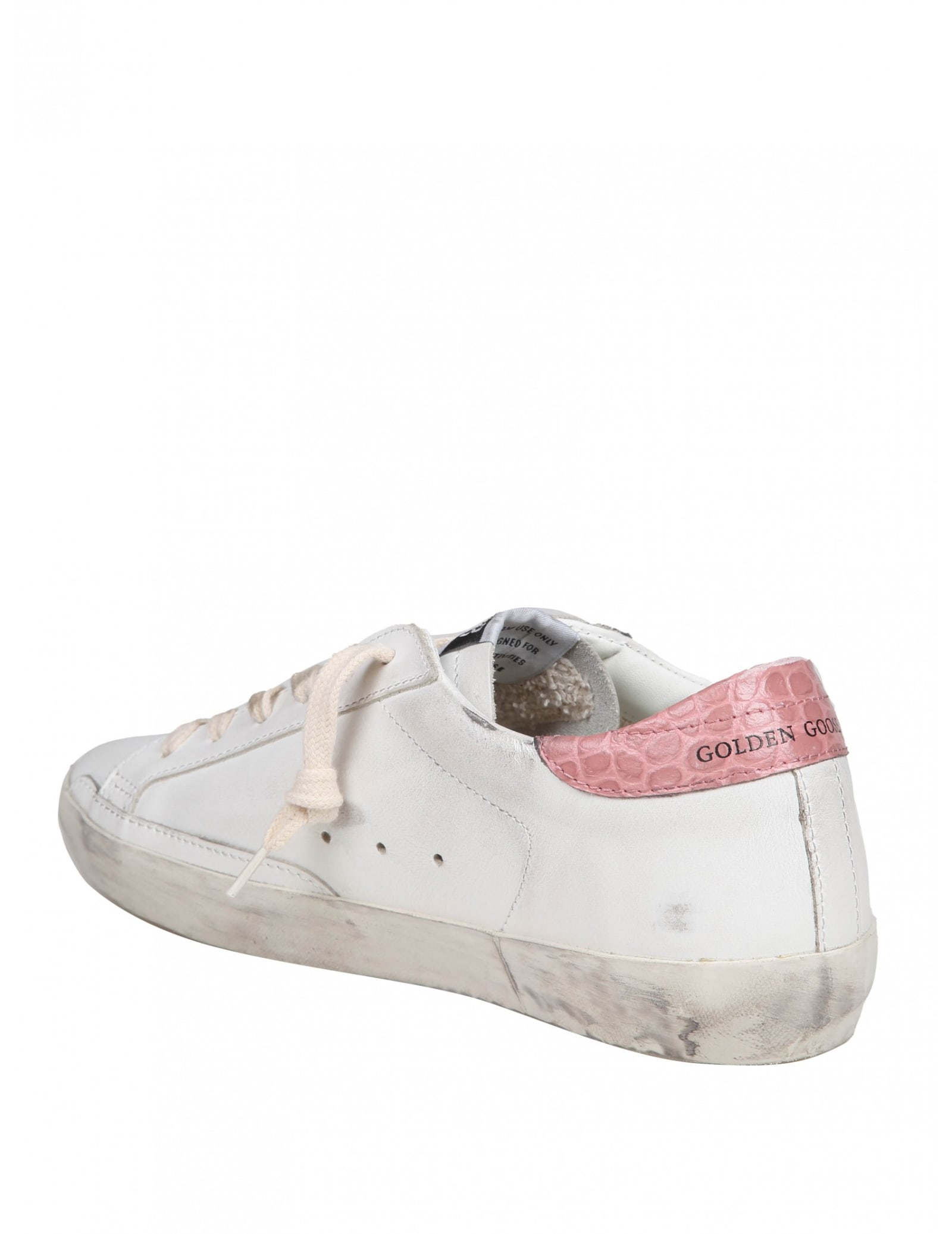 Shop Golden Goose Super Star Sneakers In White/pink Leather In White/silver