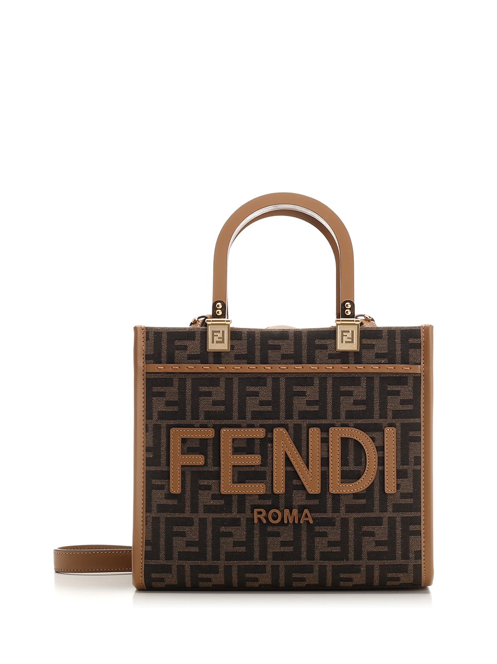 Shop Fendi Sunshine Handbag In Marrone