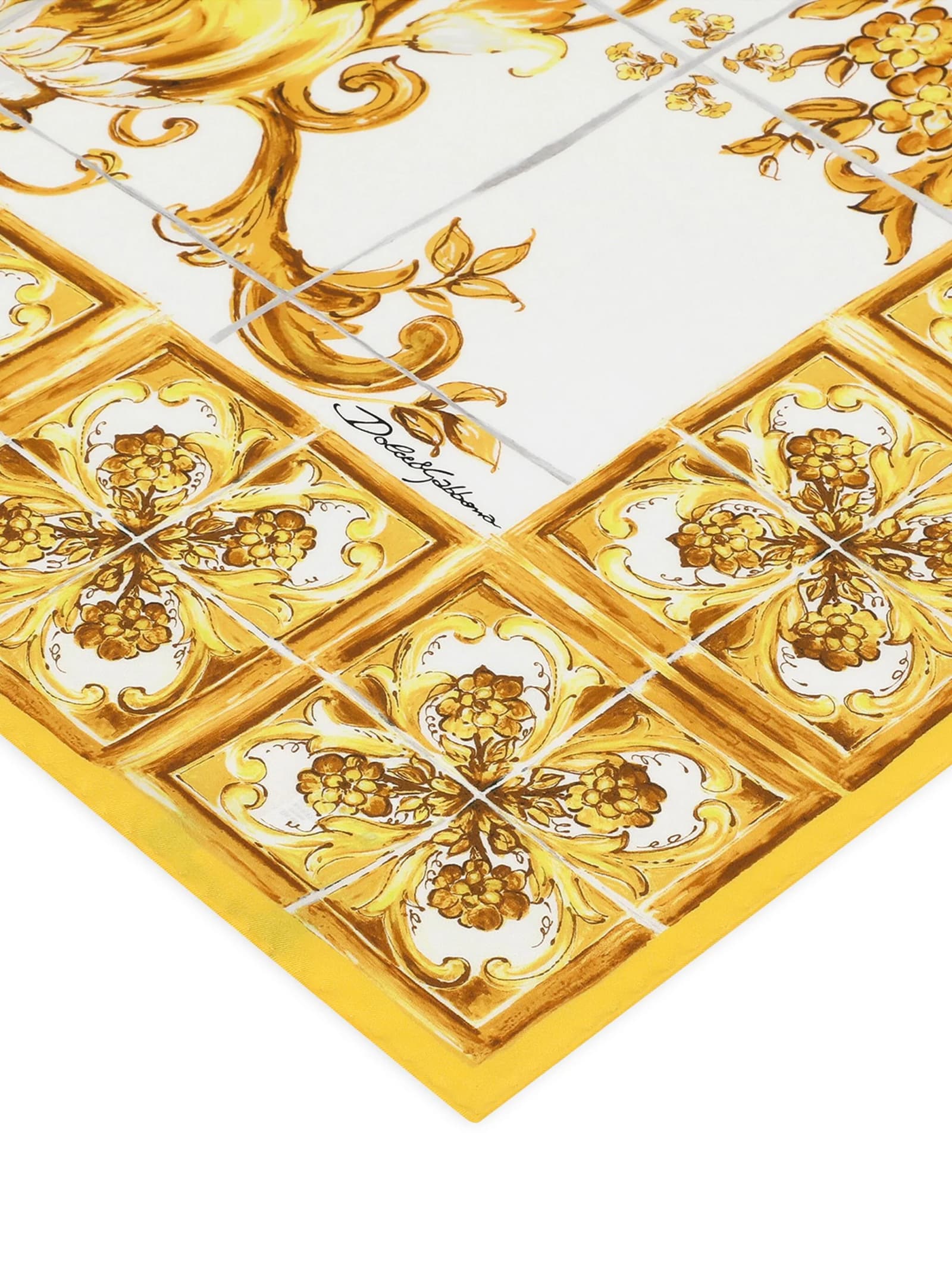 Shop Dolce & Gabbana Foulard 90x90 St Maiolica In On Giallo